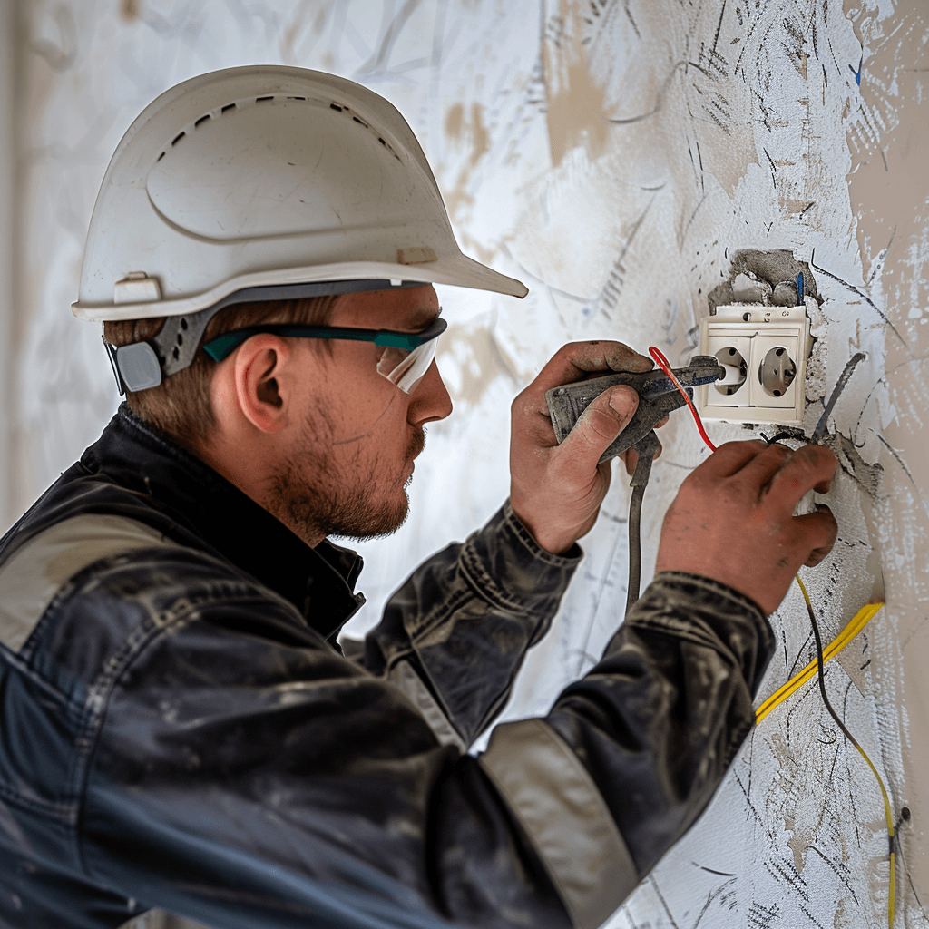 picture of an electrician working on a light socket