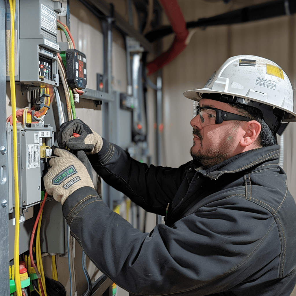 picture of an electrician working on a circuit board